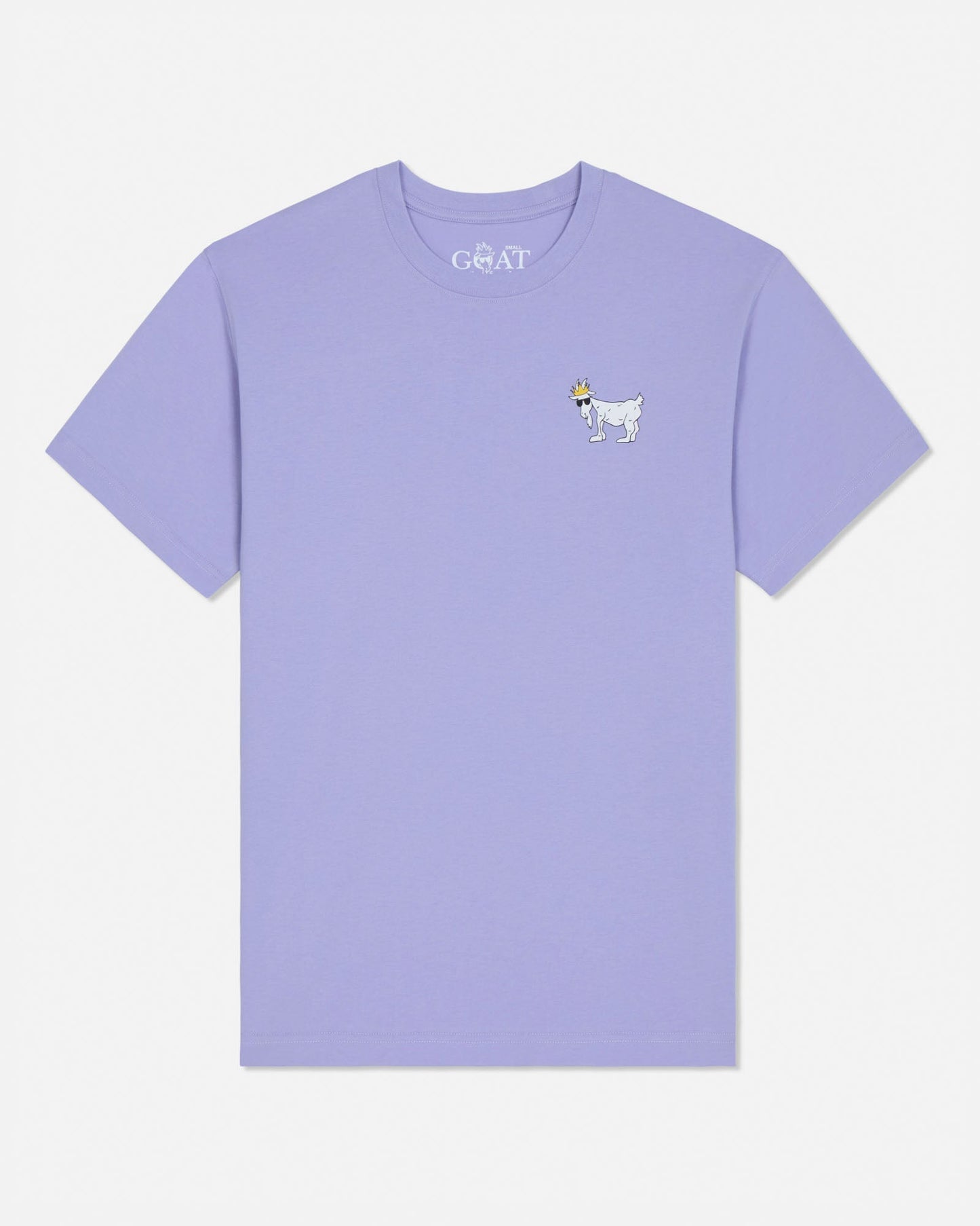 Light purple t-shirt with a small graphic on a white background#color_periwinkle