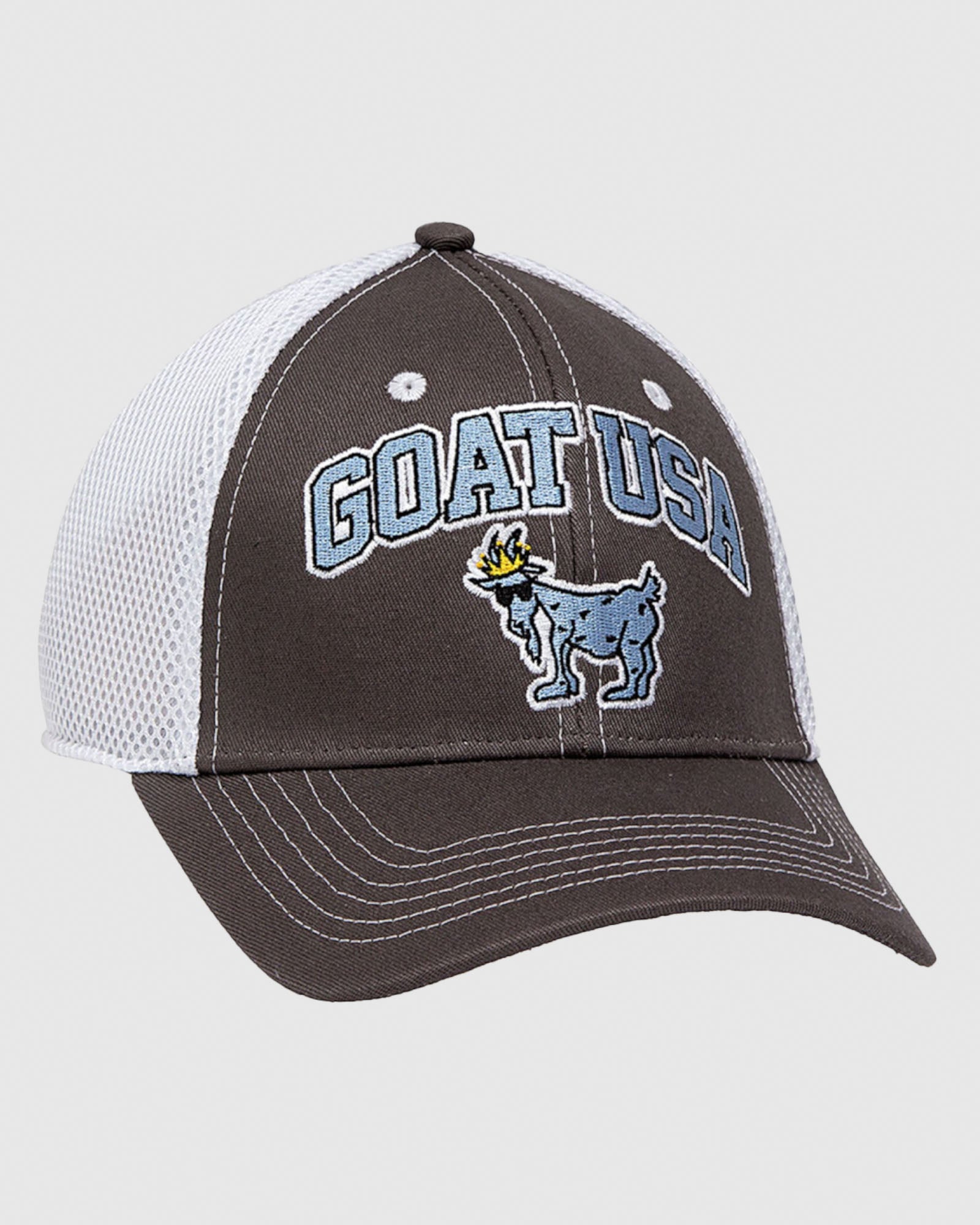 Angled view of charcoal OG Trucker Hat#color_charcoal