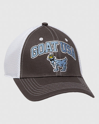 Angled view of charcoal OG Trucker Hat#color_charcoal