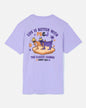 Back of lavender t-shirt with peanut butter and jelly goat graphic