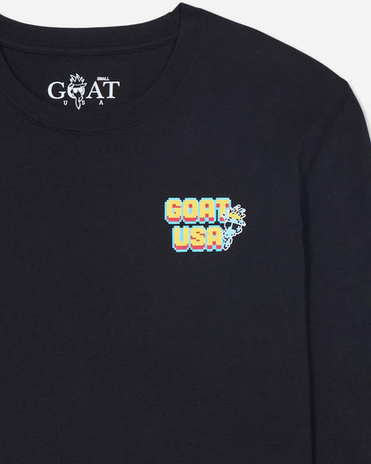 Black long-sleeve shirt with 'GOAT USA' logo