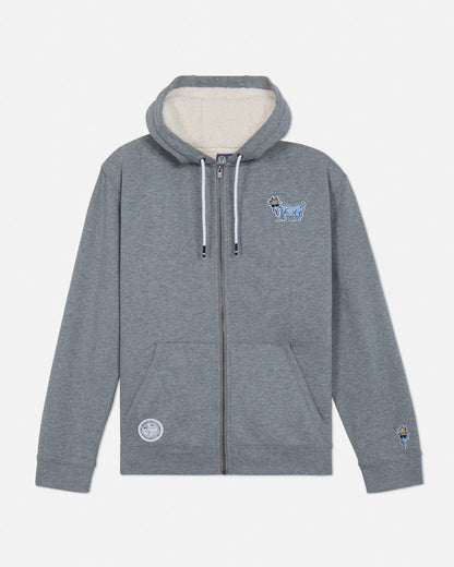 Front of gray sherpa-lined full-zip sweatshirt#color_gray