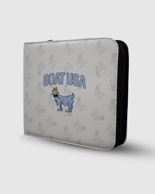 Front of white binder with GOAT USA logo