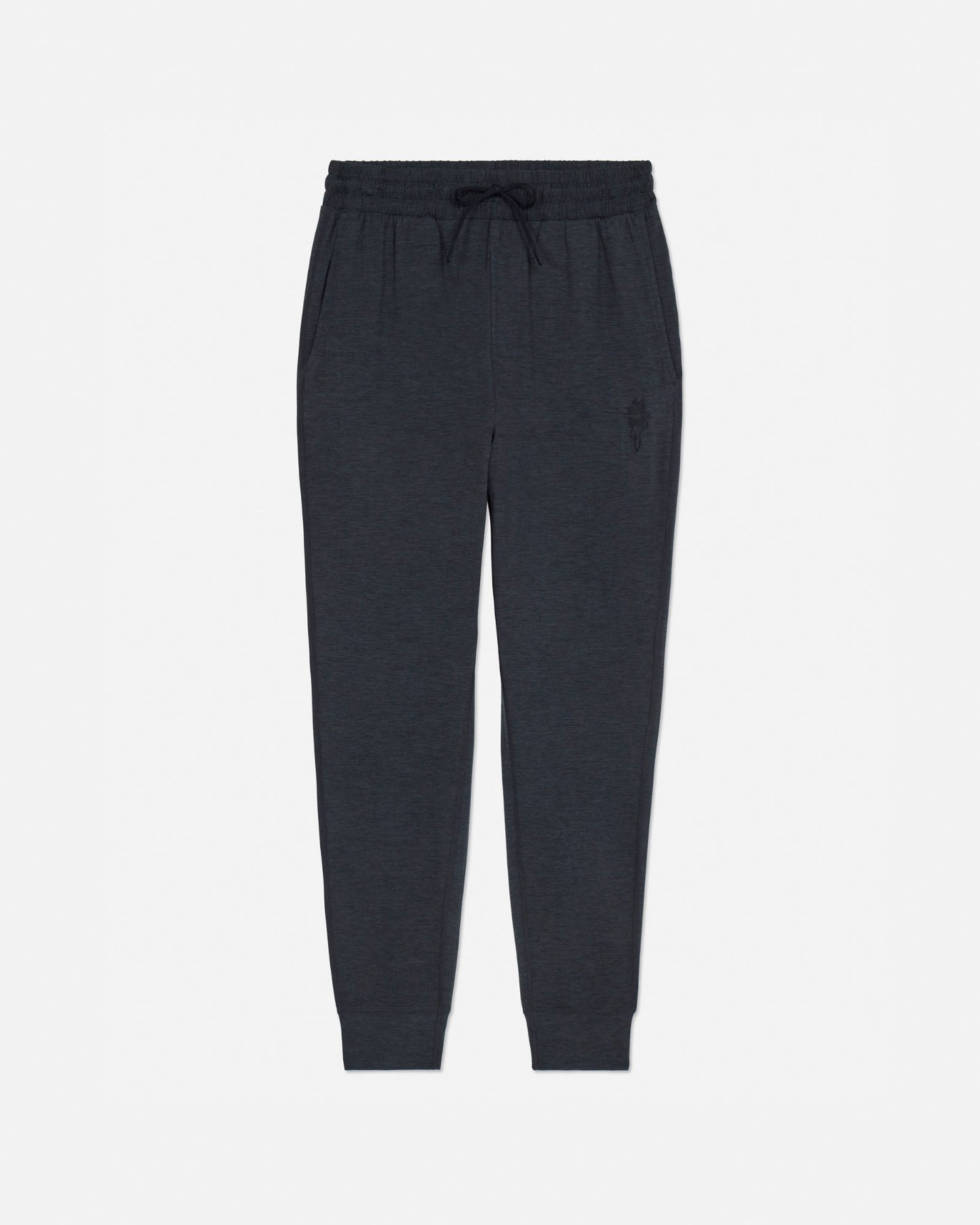 Dark gray jogger pants on a white background#color_space-dye-black