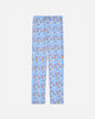 Front of carolina blue pajama pants with breakfast designs
