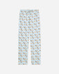 Front of ice blue pajama pants with cookie and cookie goats pattern