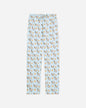 Front of ice blue pajama pants with cookie and cookie goats pattern