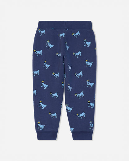 Back of navy sweatpants with blue goats#color_navy