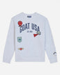 Gray crewneck with various patch design