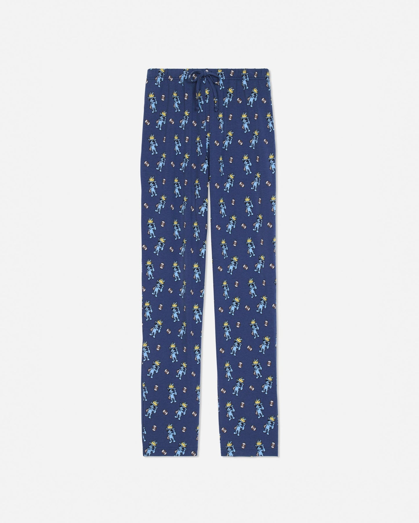 Navy pajama pants with goat and football design