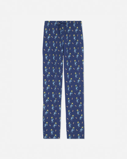 Navy pajama pants with goat and football design