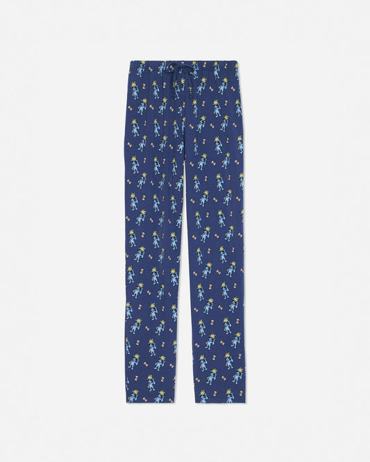 Navy pajama pants with goat and football design