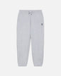 Gray sweatpants with a small logo on a light gray background#color_pale-gray