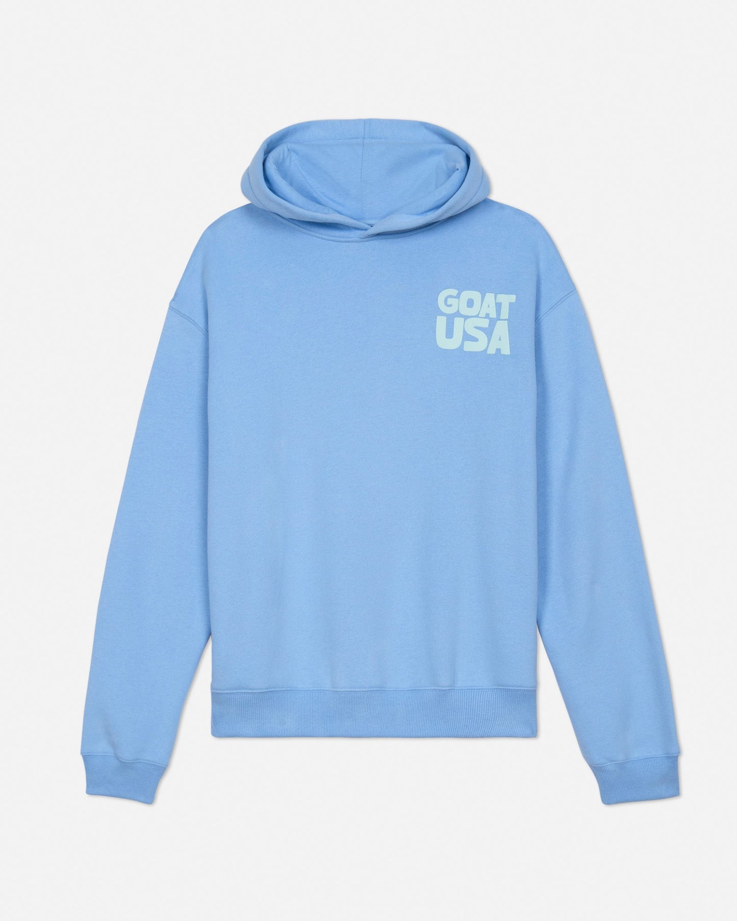 Front of carolina blue oversized hoodie with GOAT USA left-chest logo#color_carolina-blue