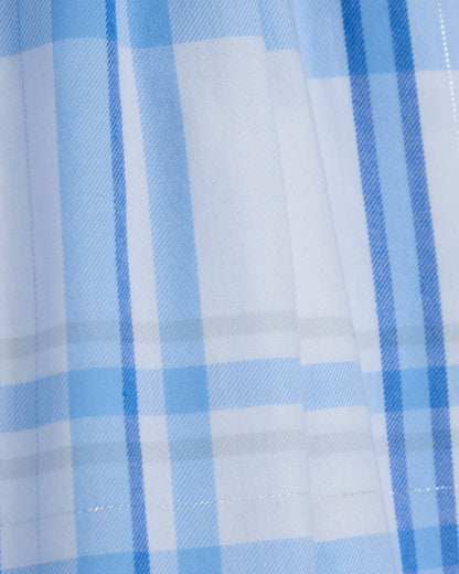 Close-up of blue and white checkered fabric
